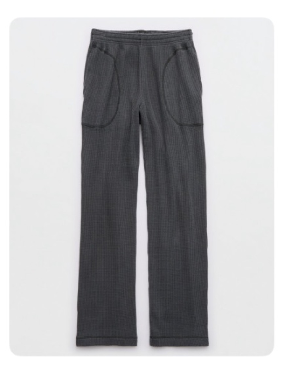 Aerie Straight Leg Waffle Pants Gray